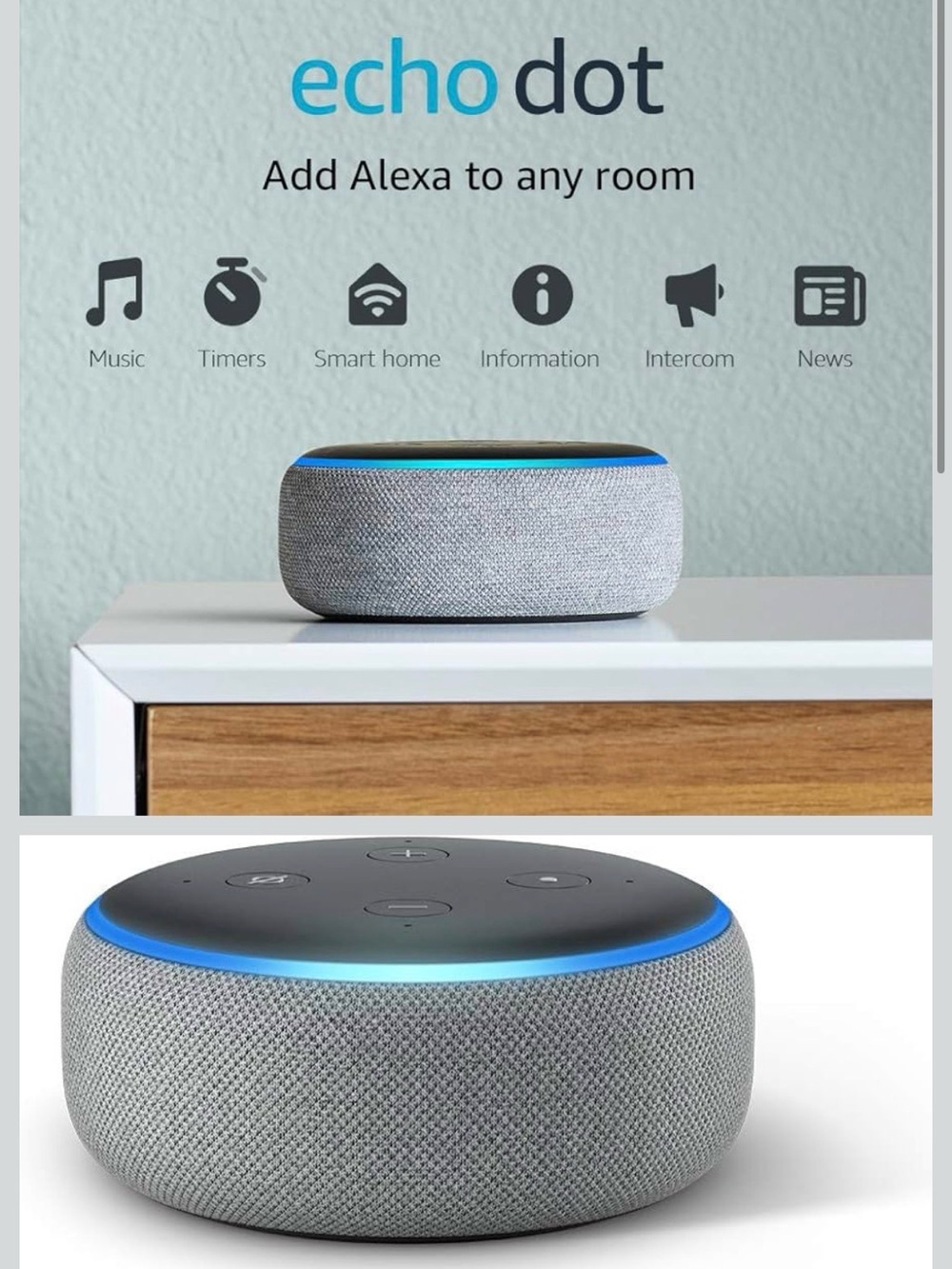 Echo Dot (3rd Gen) - Smart speaker with Alexa - Charcoal